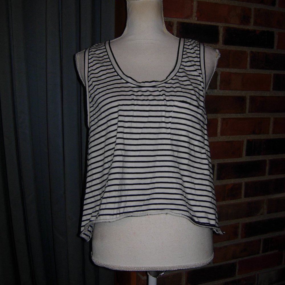 J. Crew Striped Cropped Racer Back Pocket Tank Top L